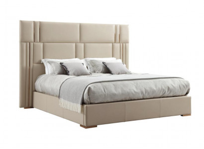 Luxury bedroom bed designer furniture double bed white textile wood new